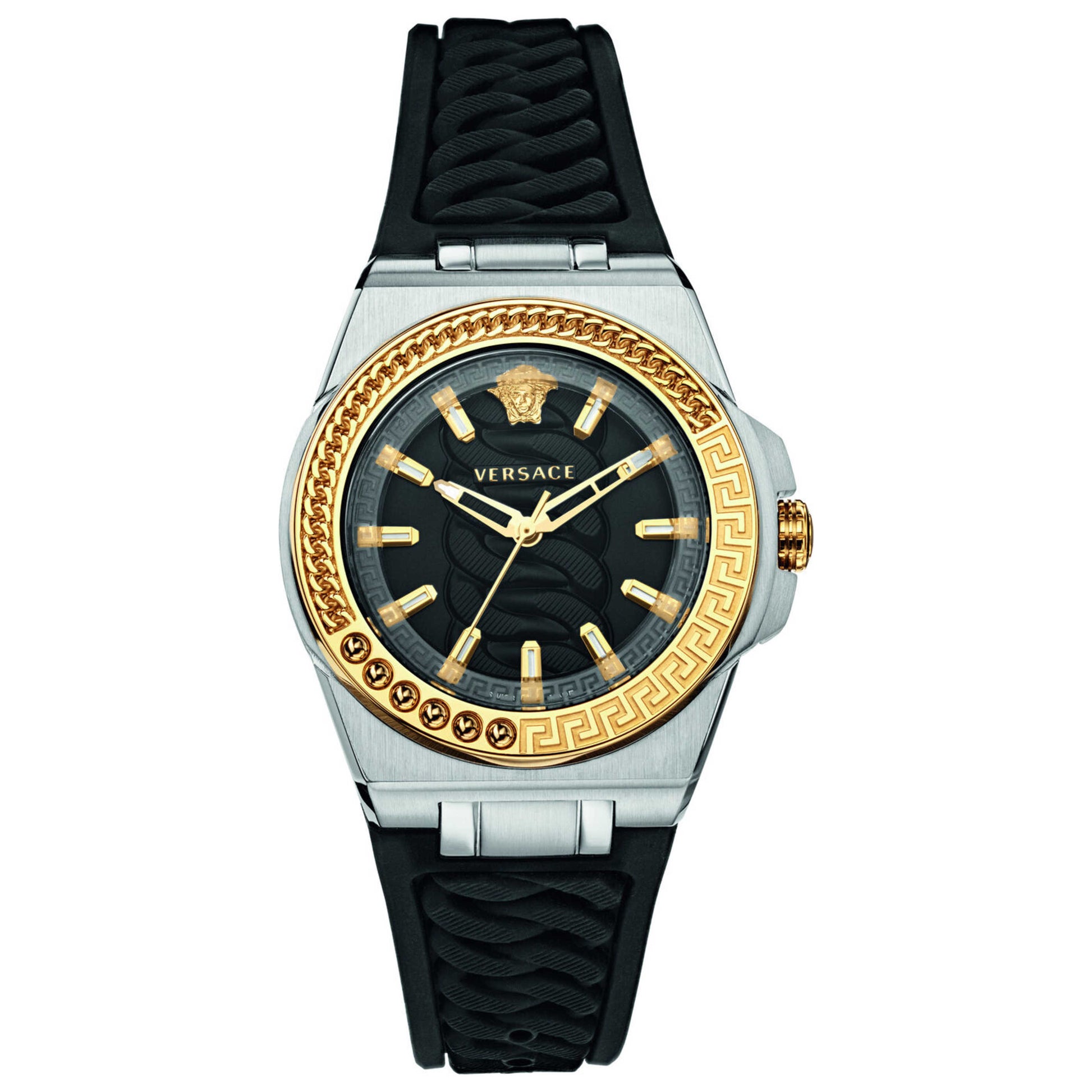Front view of Versace Chain Reaction Women's Quartz Watch VEHD00120