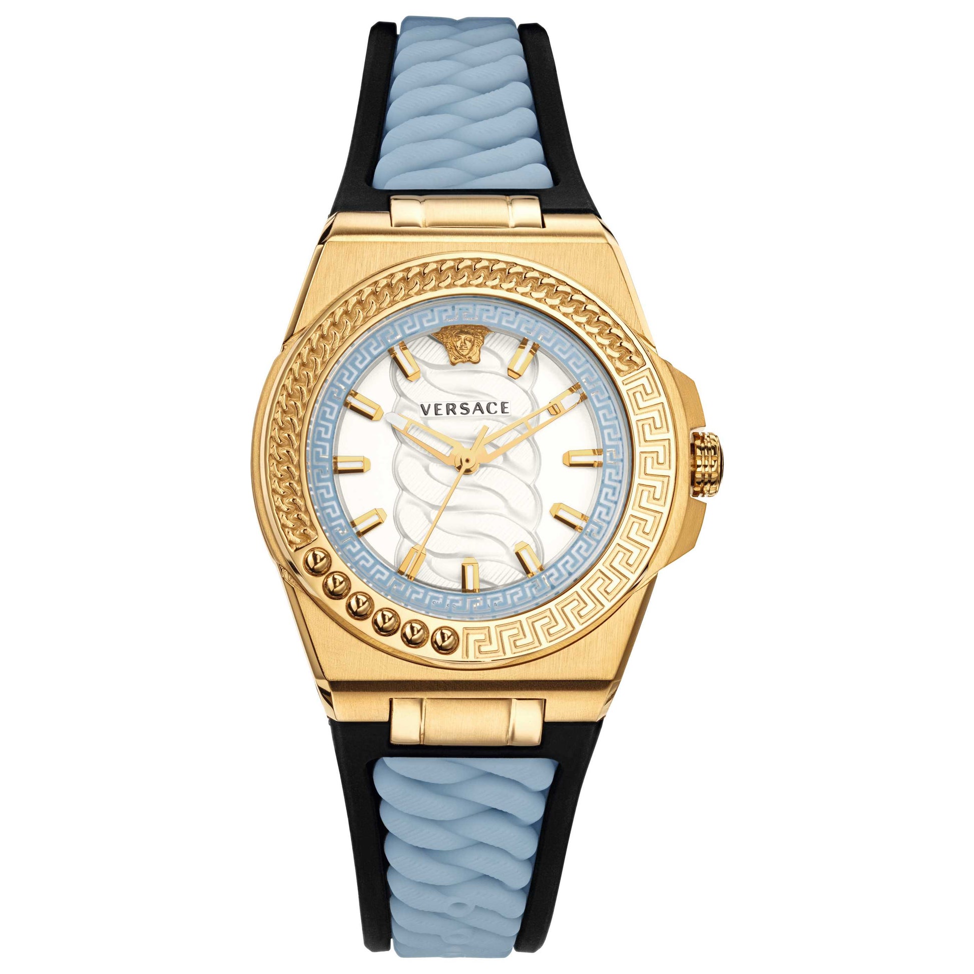 Front view of Versace Chain Reaction Women's Quartz Watch VEHD00320