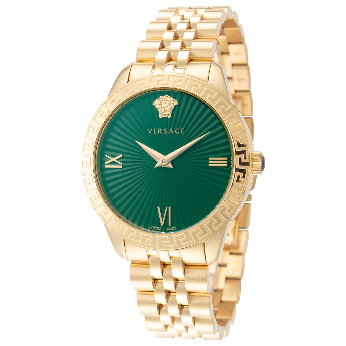 Front view of Versace Greca Signature Women's Quartz Watch VEVC00619