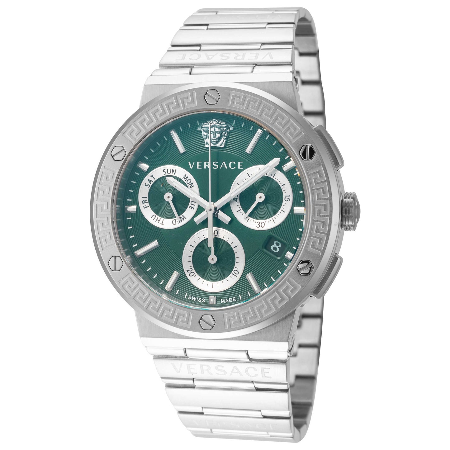 Front view of Versace Greca Logo Men's Quartz Watch VEZ900121