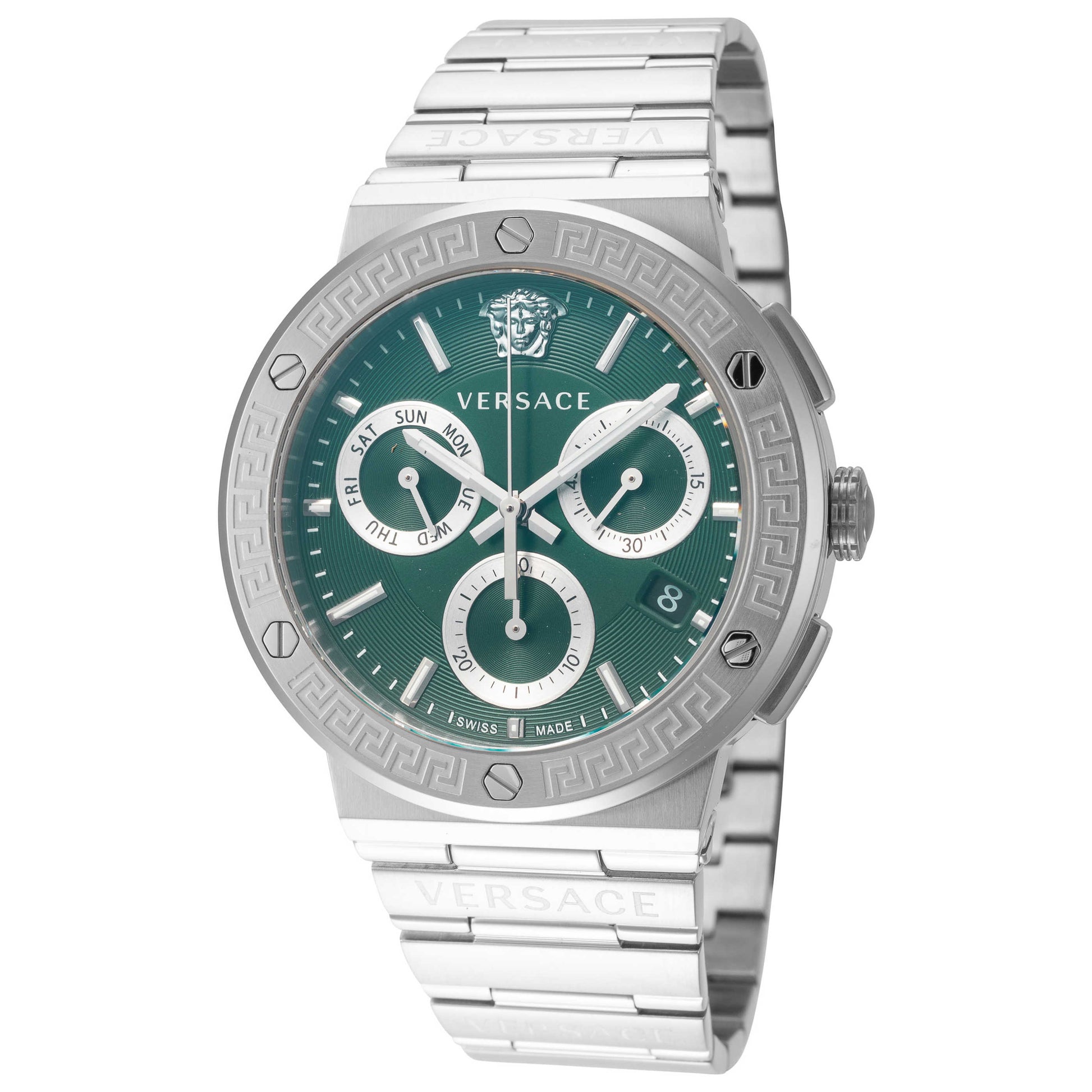Front view of Versace Greca Logo Men's Quartz Watch VEZ900121