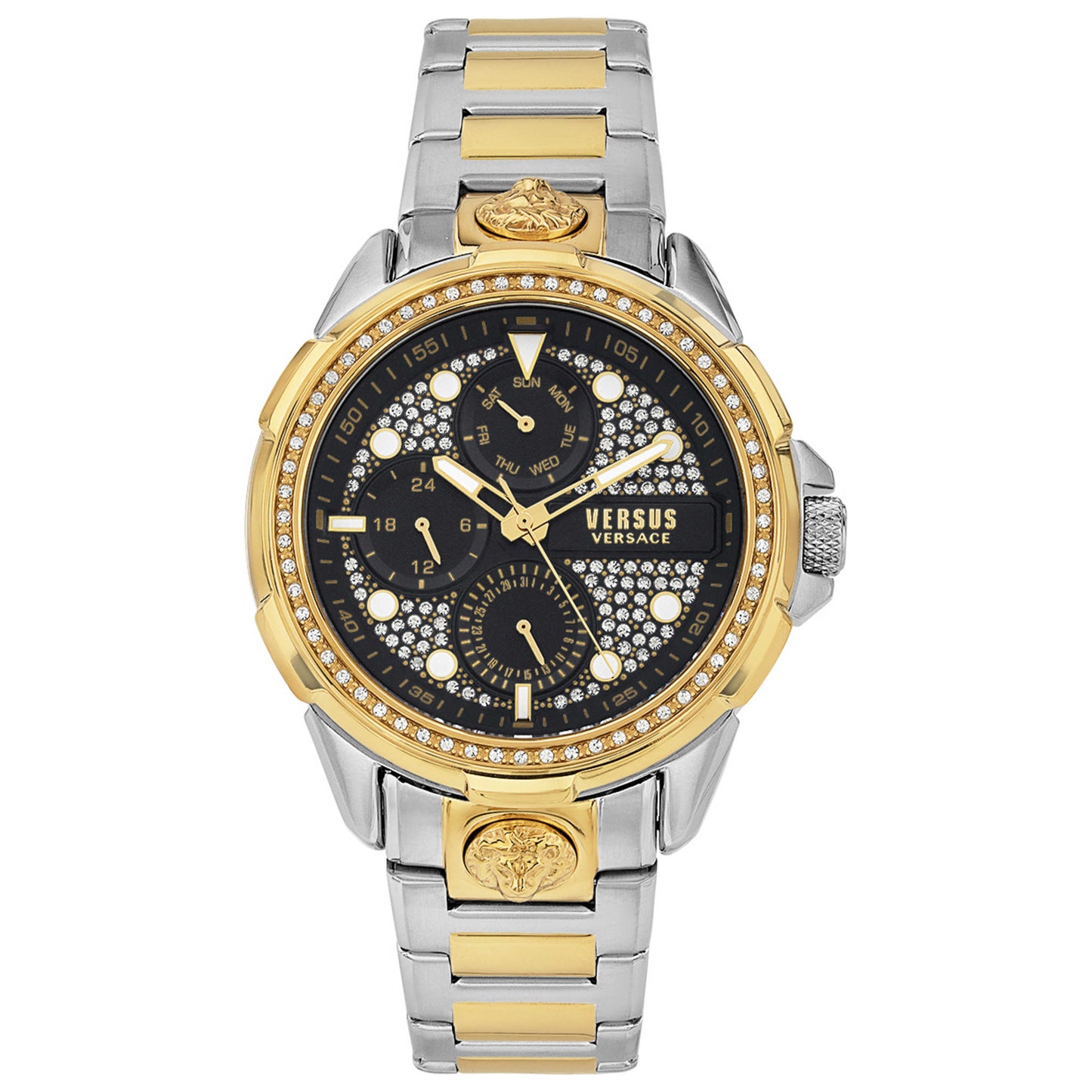 Front view of Versus Versace 6e Arrondissement Crystal Men's Quartz Watch VSP1M1421