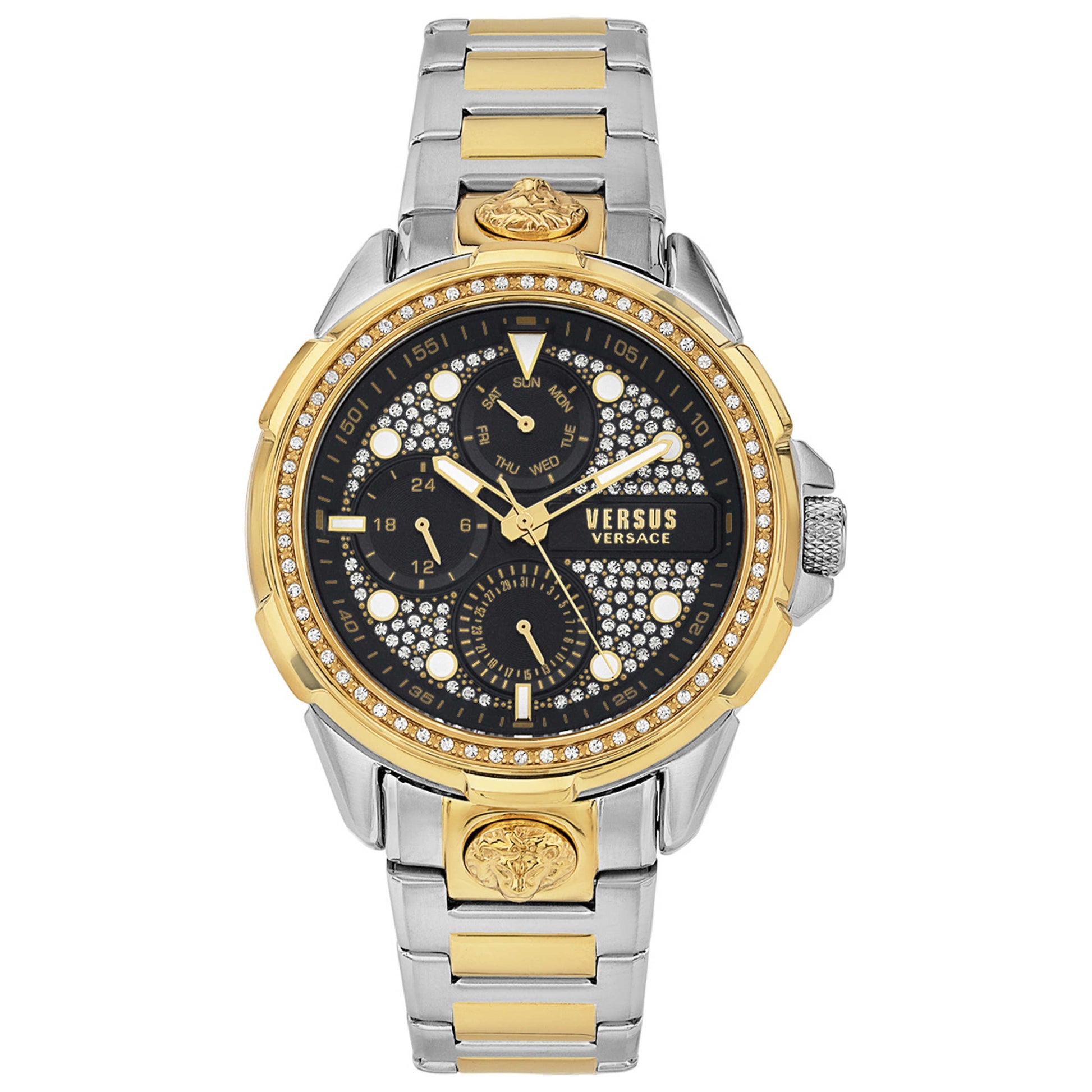 Front view of Versus Versace 6e Arrondissement Crystal Men's Quartz Watch VSP1M1421