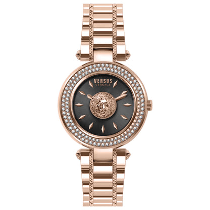 Front view of Versus Versace Brick Lane Lion Crystal Women's Quartz Watch VSP647621