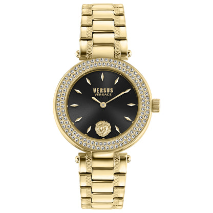 Front view of Versus Versace Brick Lane Lion Dial Crystal Women's Quartz Watch VSP716321