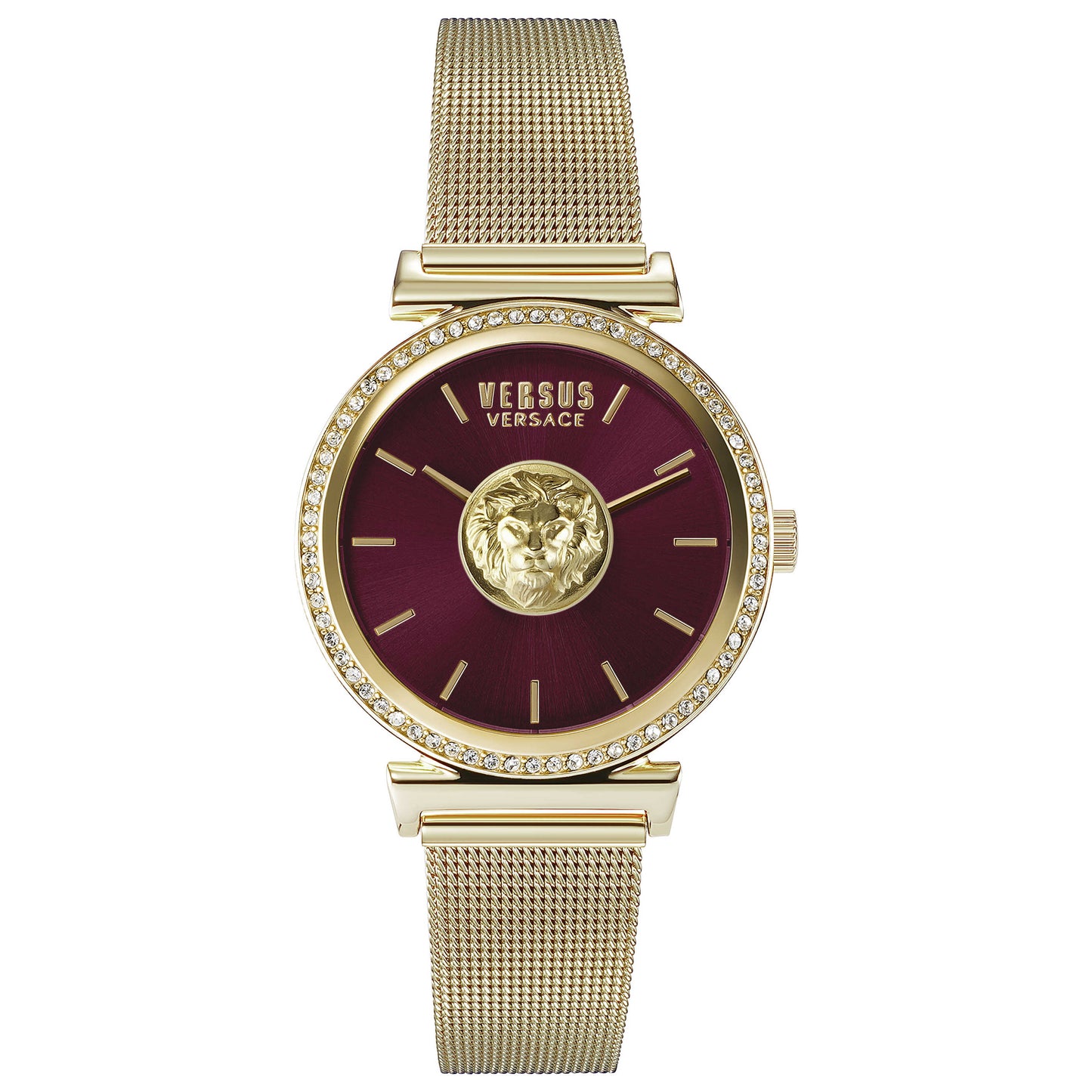 Front view of Versus Versace Brick Lane Mesh Women's Quartz Watch VSPLD1721