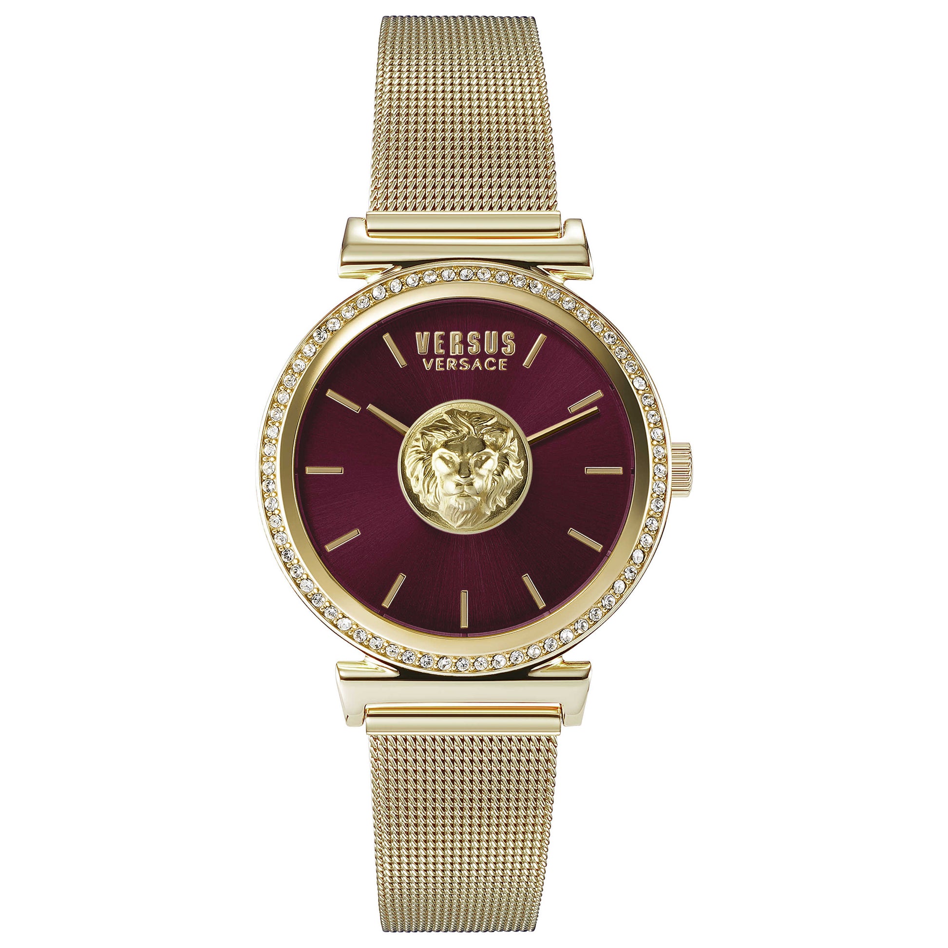 Front view of Versus Versace Brick Lane Mesh Women's Quartz Watch VSPLD1721