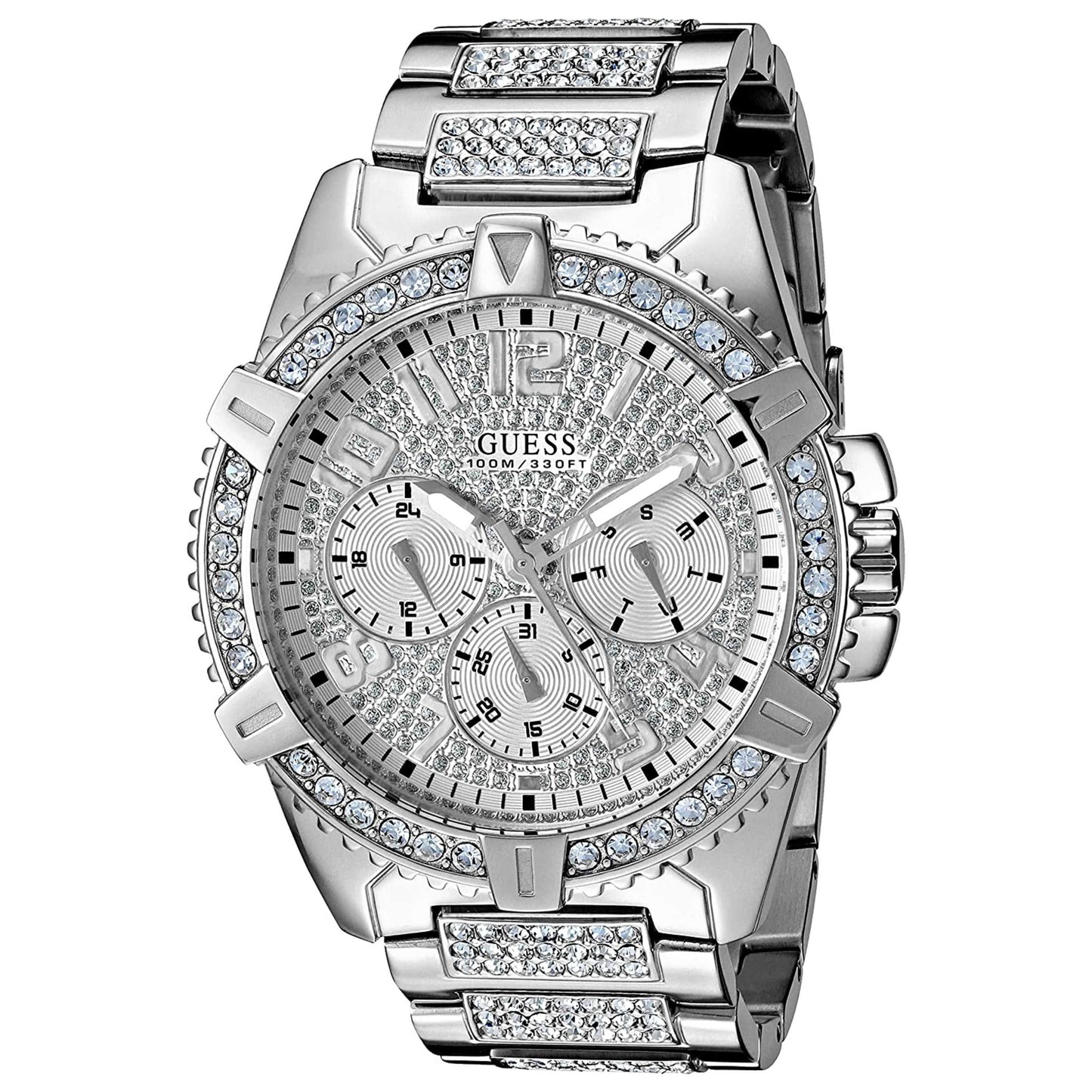 Front view of Guess Frontier Crystal Men's Quartz Watch W0799G1
