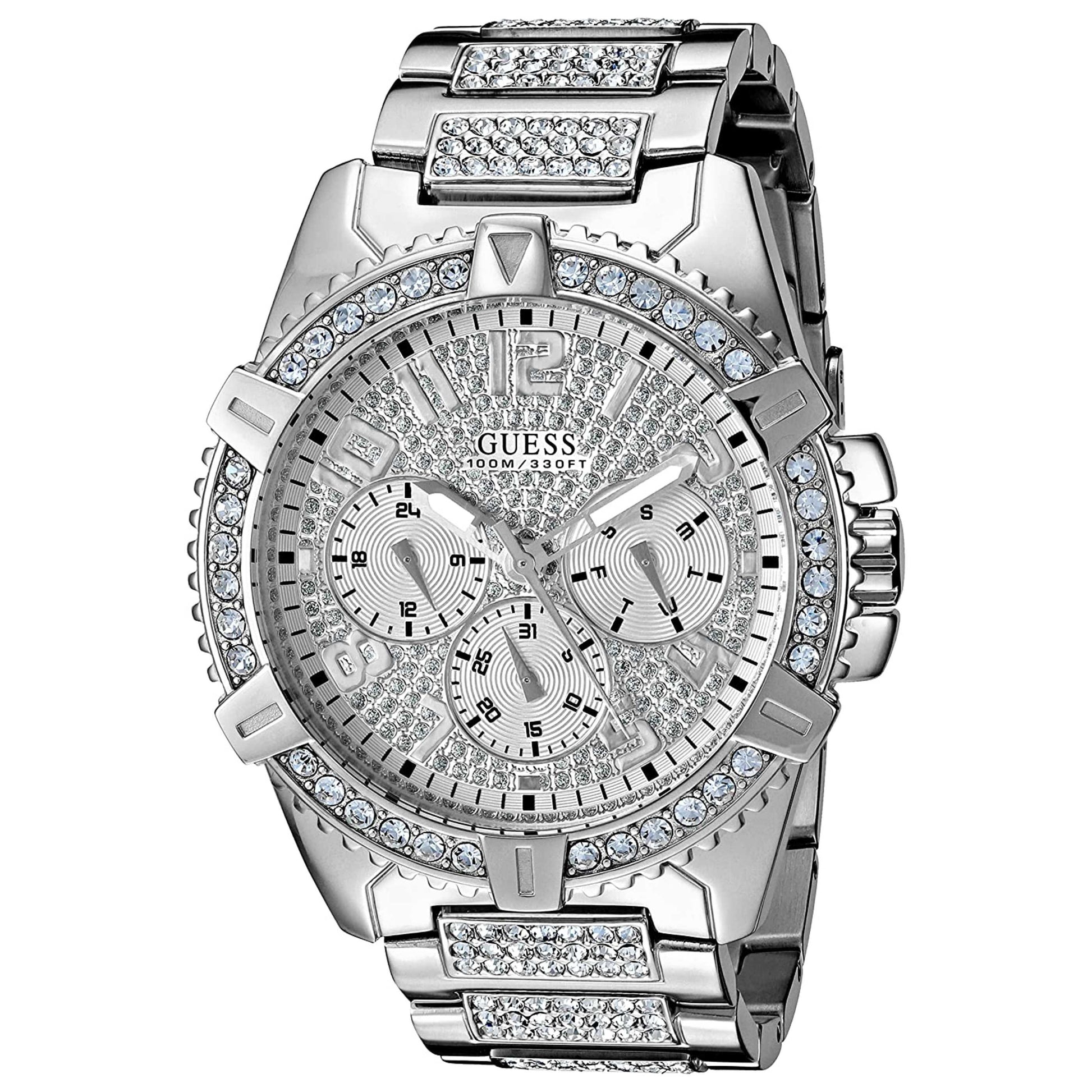 Front view of Guess Frontier Crystal Men's Quartz Watch W0799G1