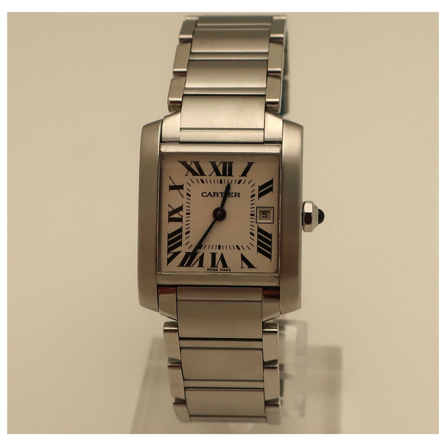Front view of Cartier Tank Francaise Men's Swiss Quartz (Battery-Powered) Watch W51011Q3-PO