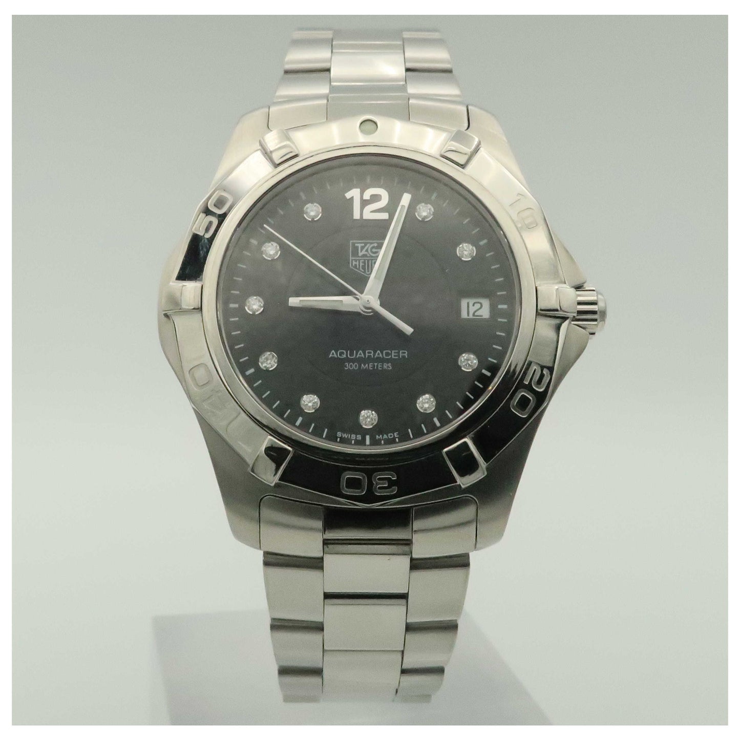 Front view of Tag Heuer Aquaracer Men's Swiss Quartz (Battery-Powered) Watch WAF111C-BA0810-SDV