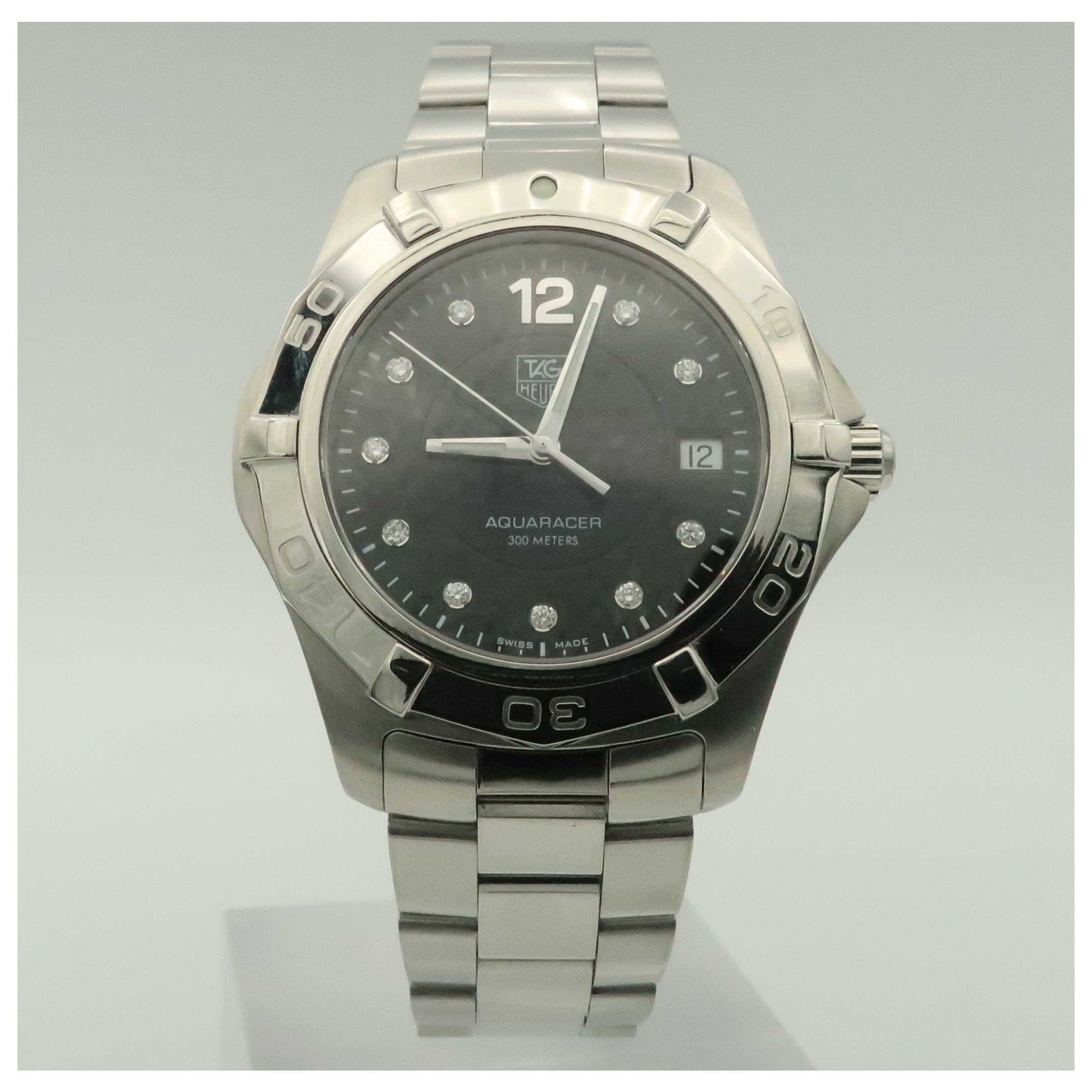 Front view of Tag Heuer Aquaracer Men's Swiss Quartz (Battery-Powered) Watch WAF111C-BA0810-SDV