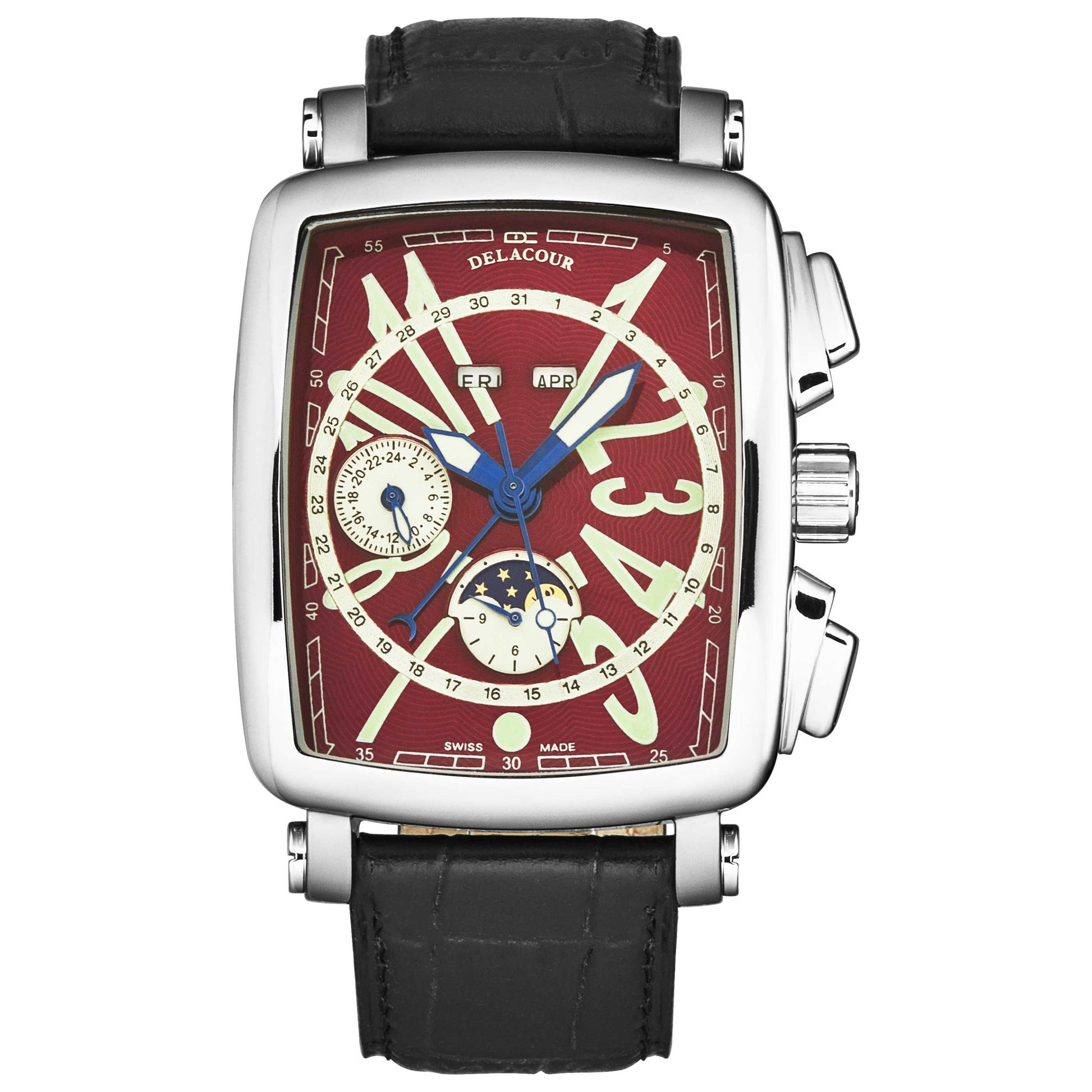 Front view of DeLaCour ViaLarga Men's Automatic Watch WAST1026-RED