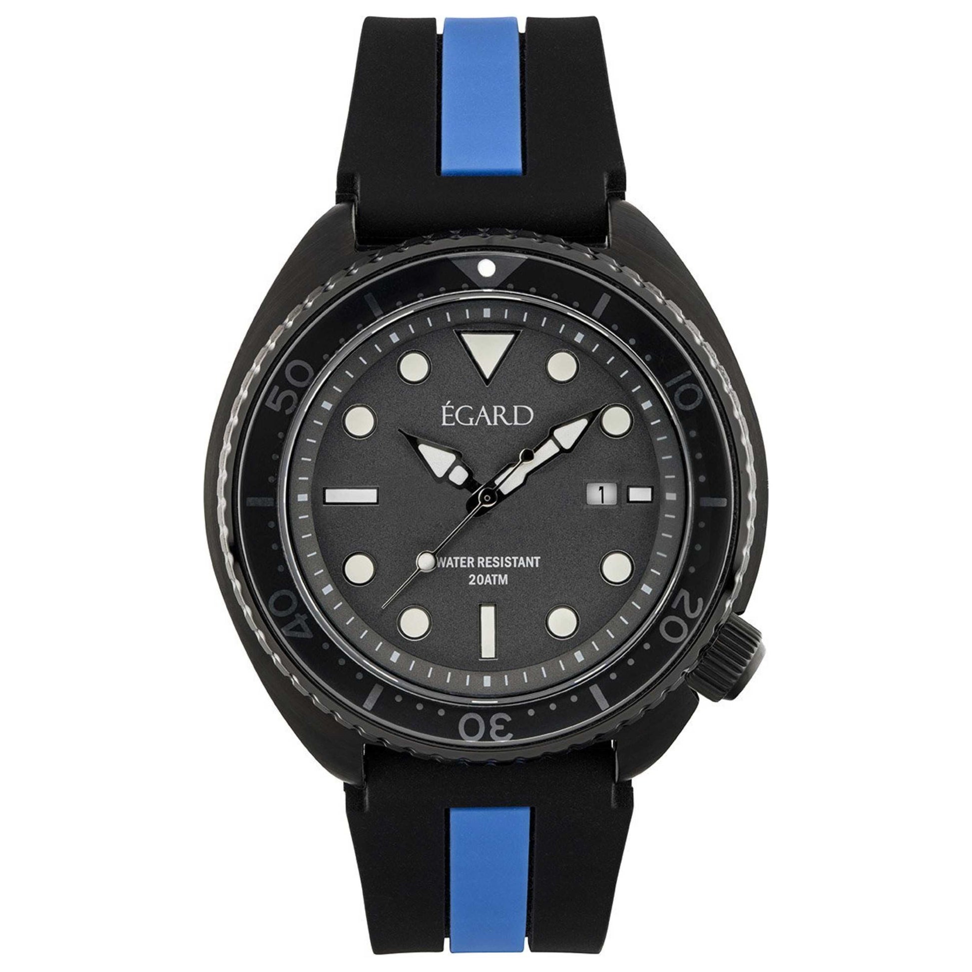 Front view of Egard Thin Blue Line Women's Automatic Watch WCH-5066-F0HC02-S