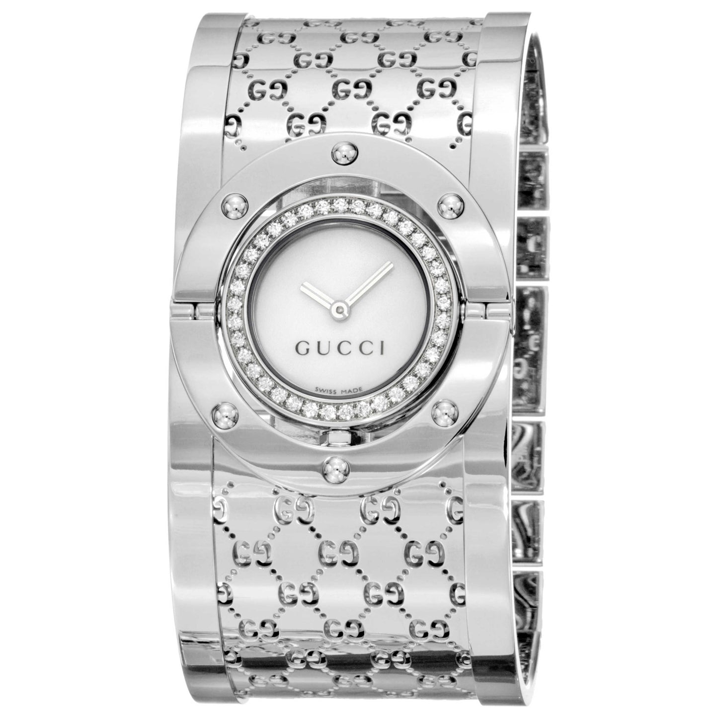 Front view of Gucci 112 Twirl Women's Swiss Quartz (Battery-Powered) Watch YA112415