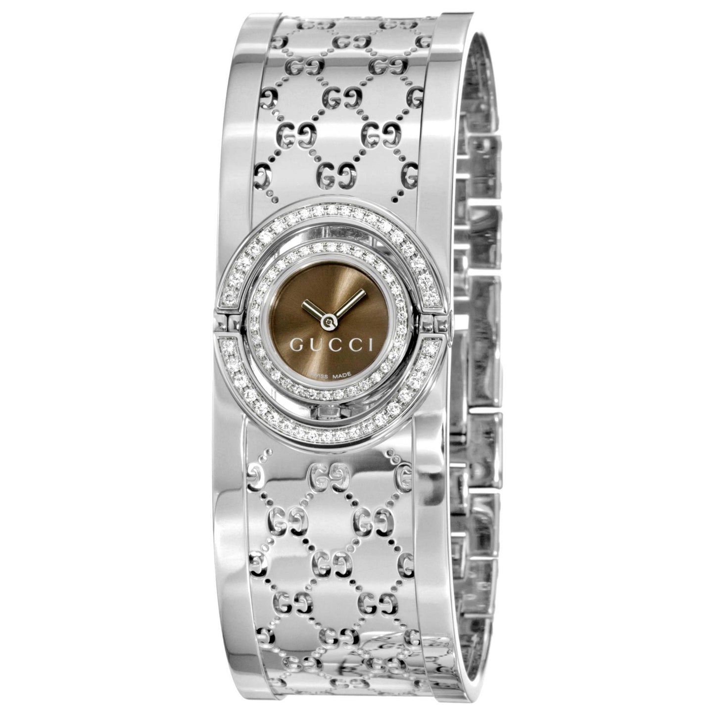 Front view of Gucci 112 Twirl Women's Swiss Quartz (Battery-Powered) Watch YA112504