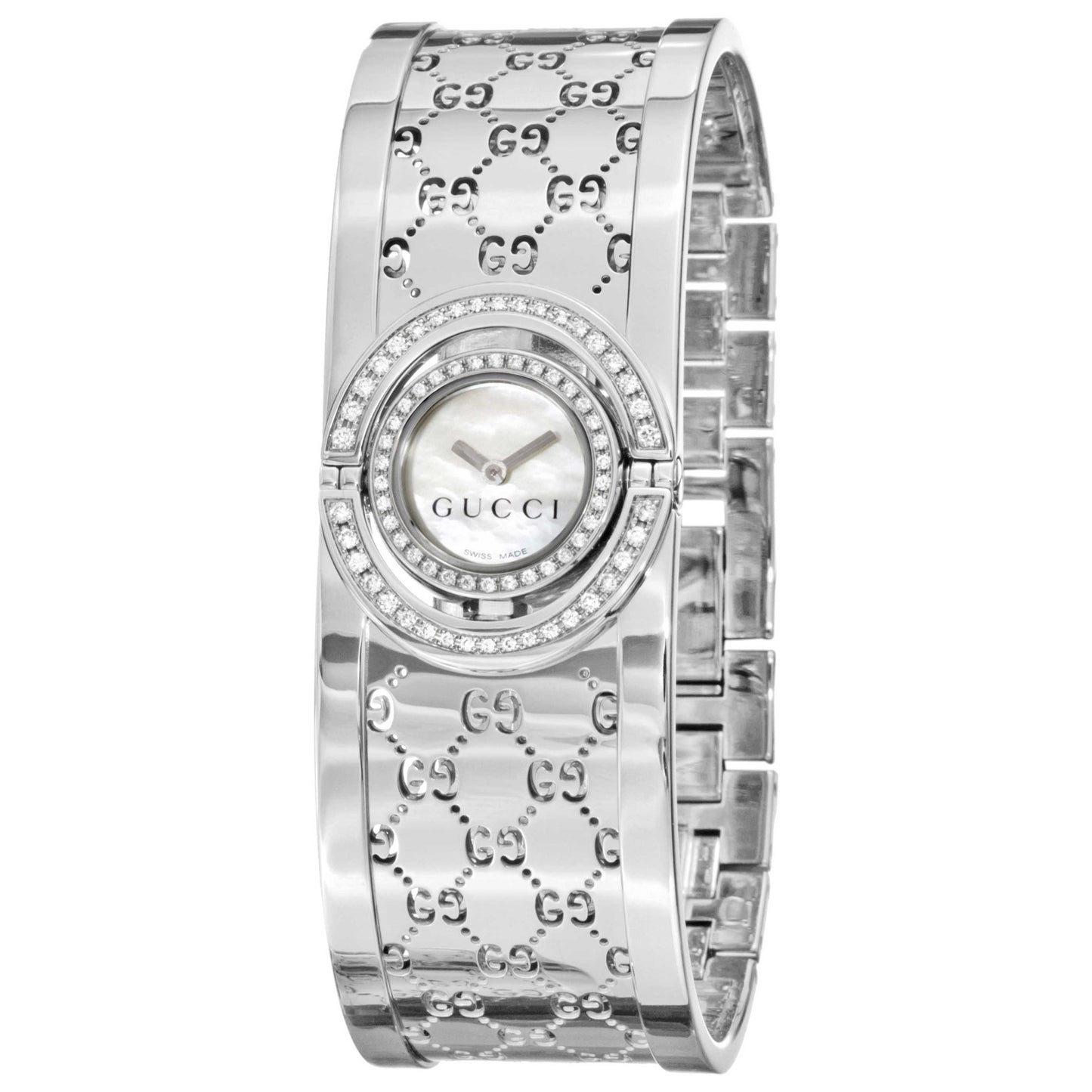 Front view of Gucci 112 Twirl Women's Swiss Quartz (Battery-Powered) Watch YA112512