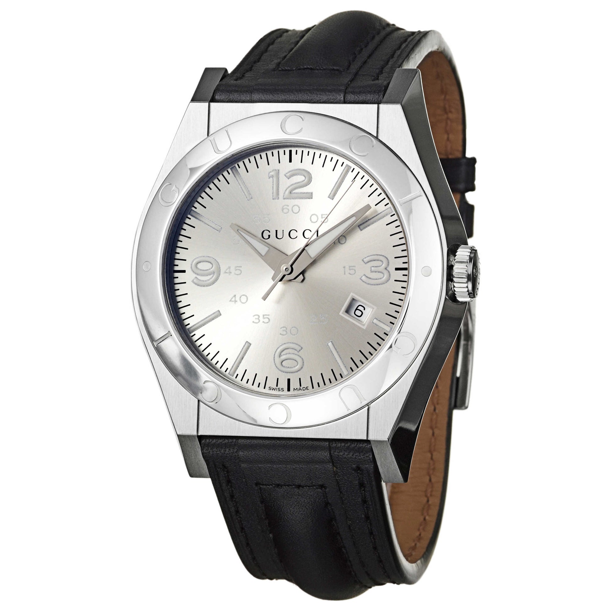 Front view of Gucci 115 Pantheon Men's Swiss Quartz (Battery-Powered) Watch YA115230