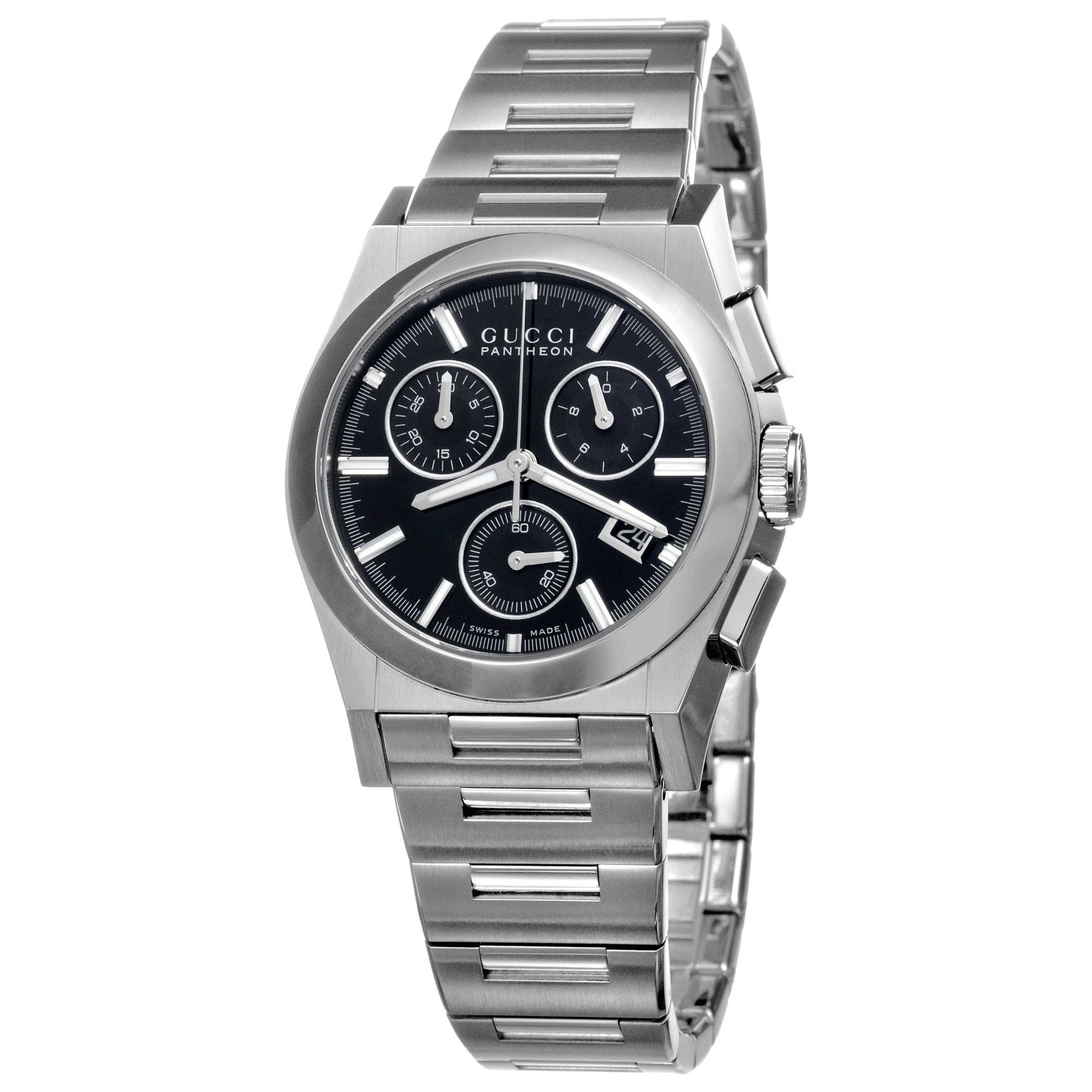Front view of Gucci 115 Pantheon Men's Swiss Quartz (Battery-Powered) Watch YA115406
