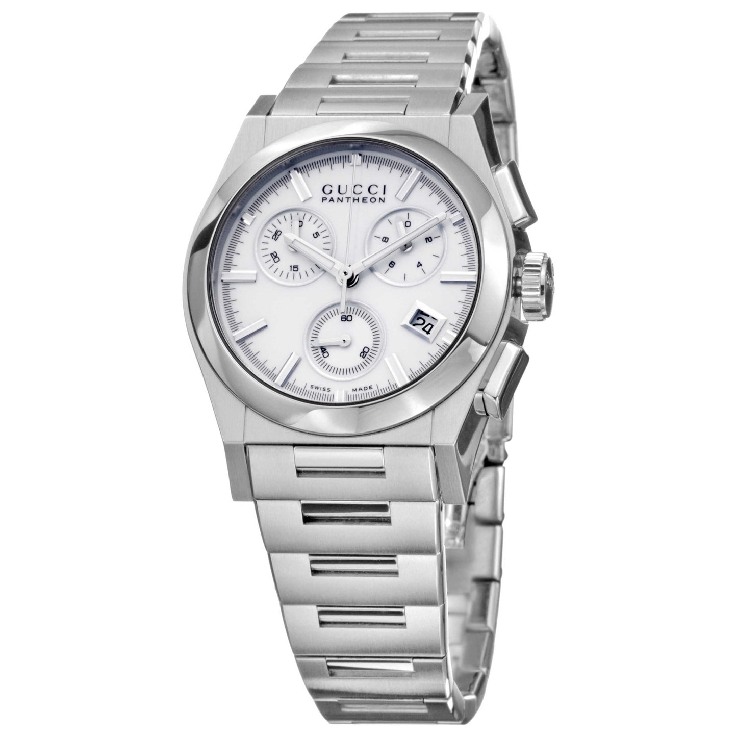 Front view of Gucci 115 Pantheon Women's Swiss Quartz (Battery-Powered) Watch YA115407