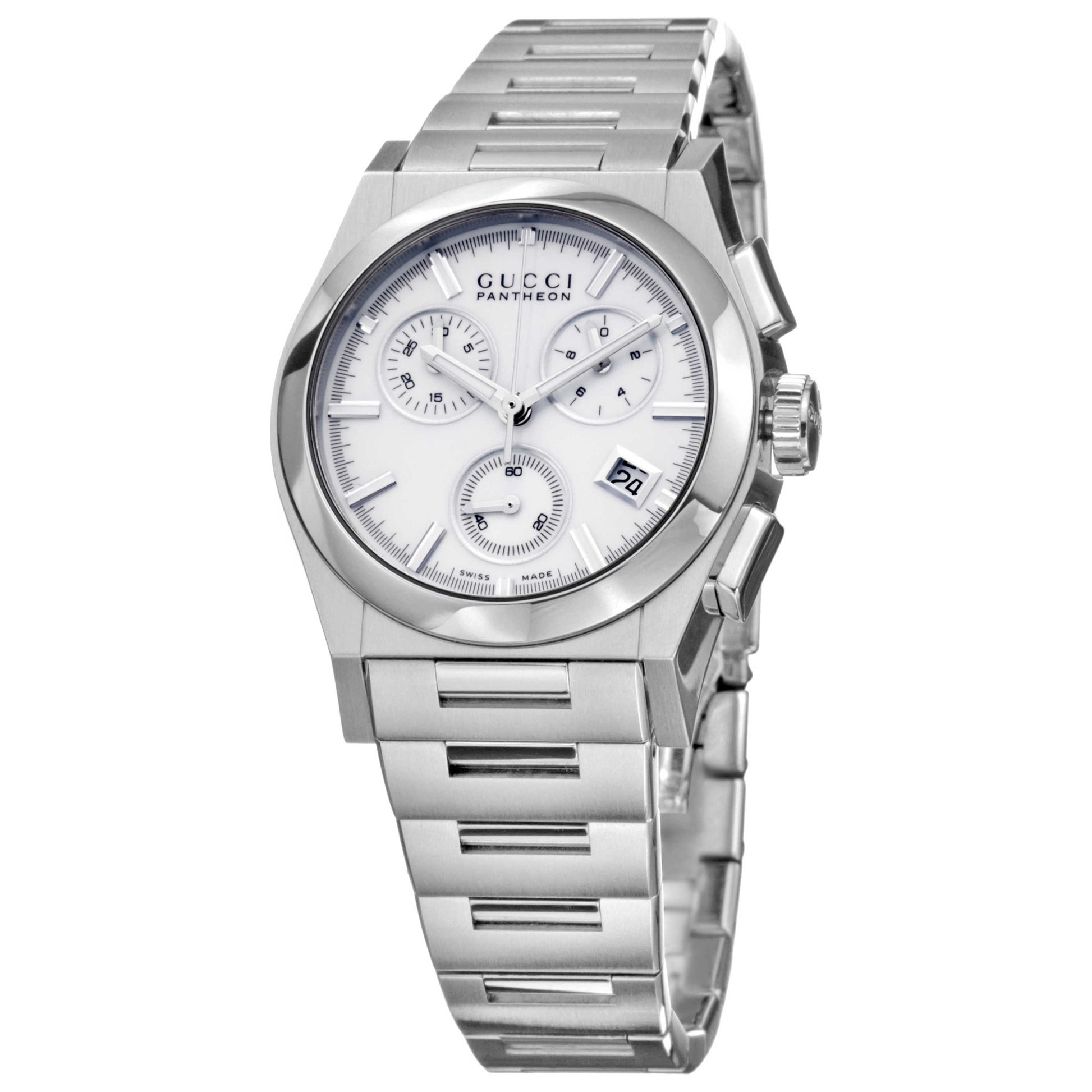 Front view of Gucci 115 Pantheon Women's Swiss Quartz (Battery-Powered) Watch YA115407