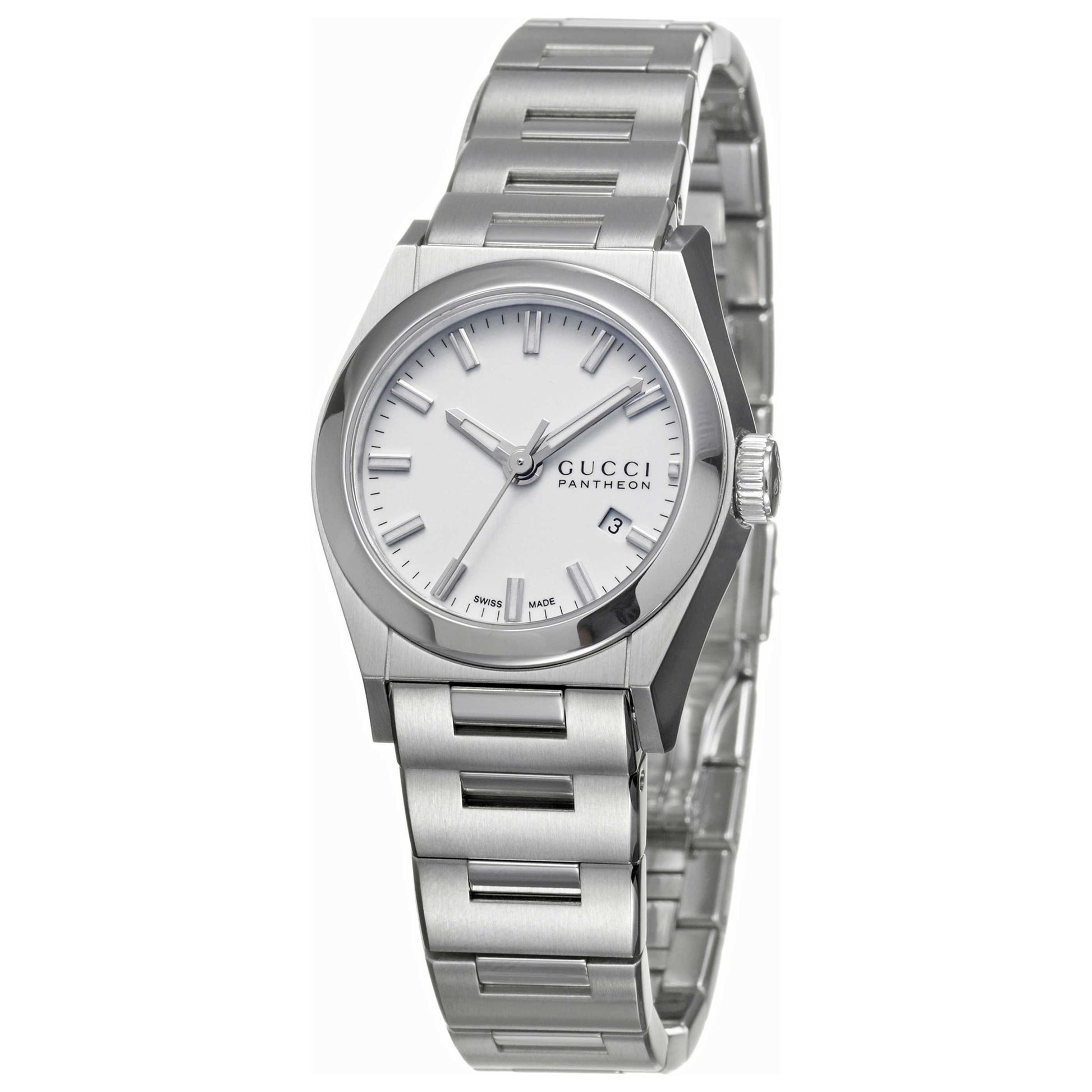 Front view of Gucci 115 Pantheon Women's Swiss Quartz (Battery-Powered) Watch YA115501